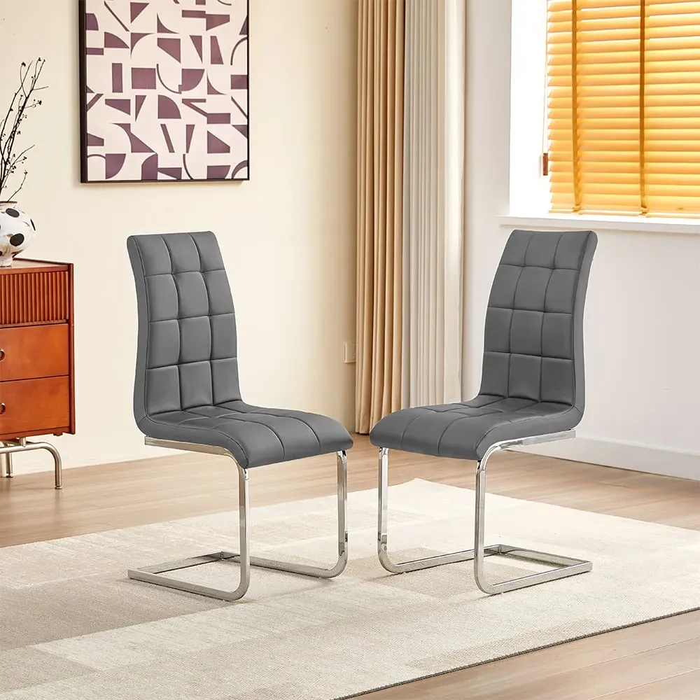 Paris Dining Chairs - Grey, Faux Leather image