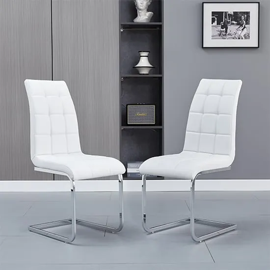 Paris Dining Chairs Pair - White, Faux Leather image