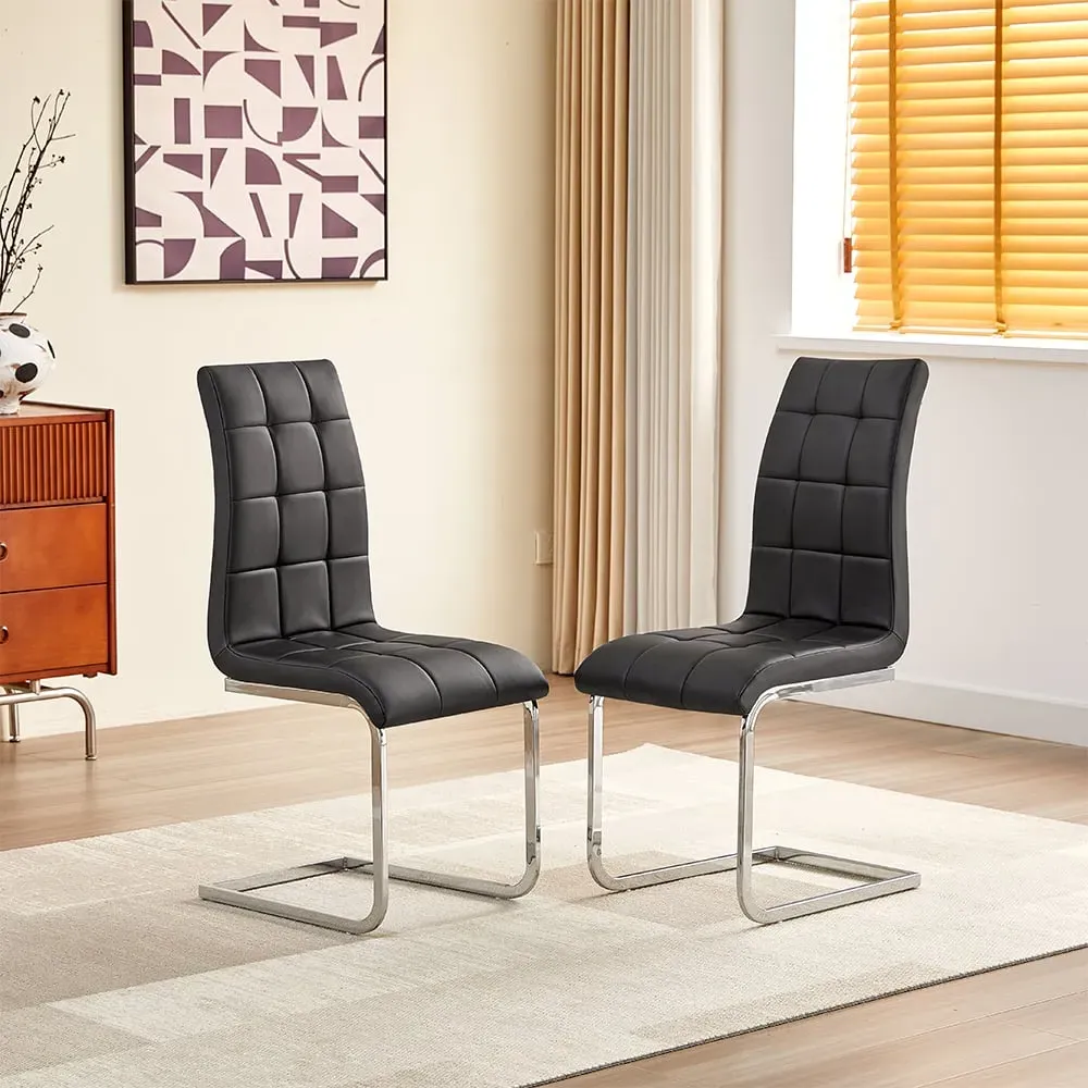 Paris Dining Chairs Set of 2 - Black, Faux Leather image