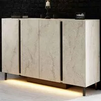 Paris LED Sideboard with 4 Doors - Travertine Marble Effect, Melamine alternate view