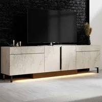 Paris LED TV Stand with 4 Doors - Marble Effect, Melamine alternate view