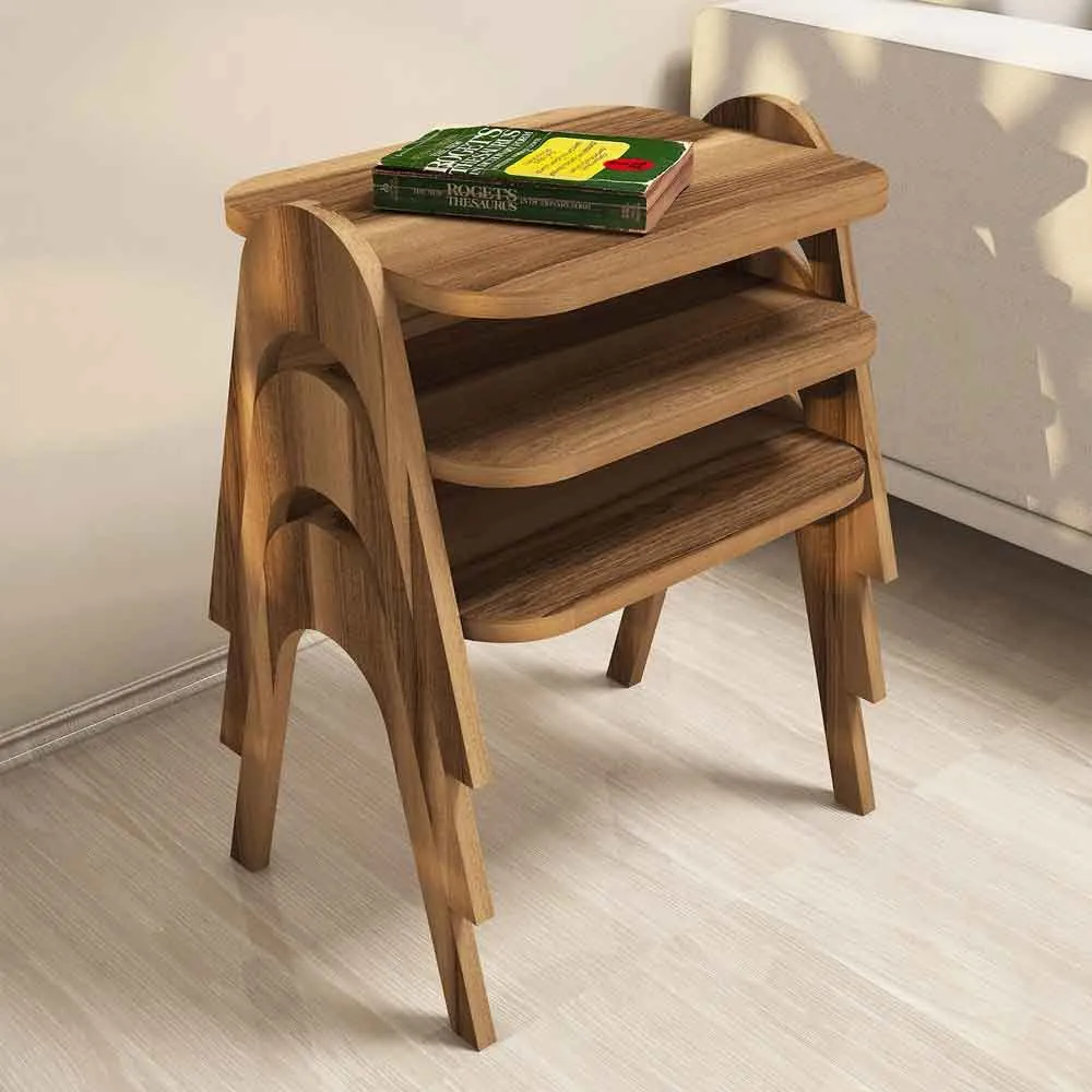 Paris Nesting Side Tables Set of 3 - Walnut, Melamine product