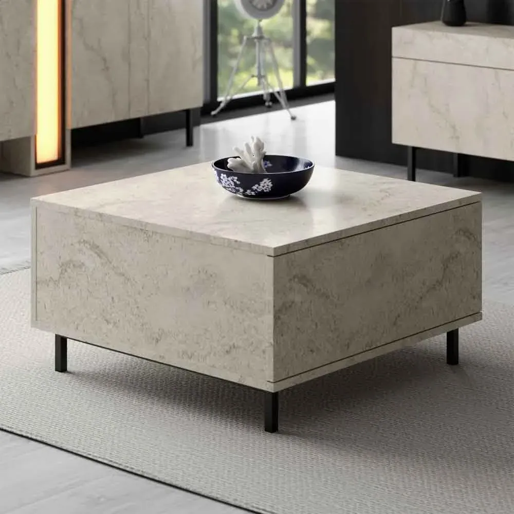 Paris Square Coffee Table - Travertine Marble Effect, Melamine product