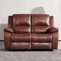 Parker 2-Seater Electric Recliner Sofa - Dark Tan, Faux Leather