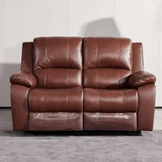 Parker 2-Seater Electric Recliner Sofa - Dark Tan, Faux Leather