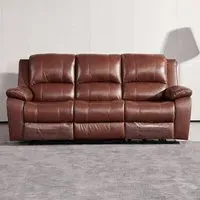 Parker 3-Seater Electric Recliner Sofa - Dark Tan, Faux Leather