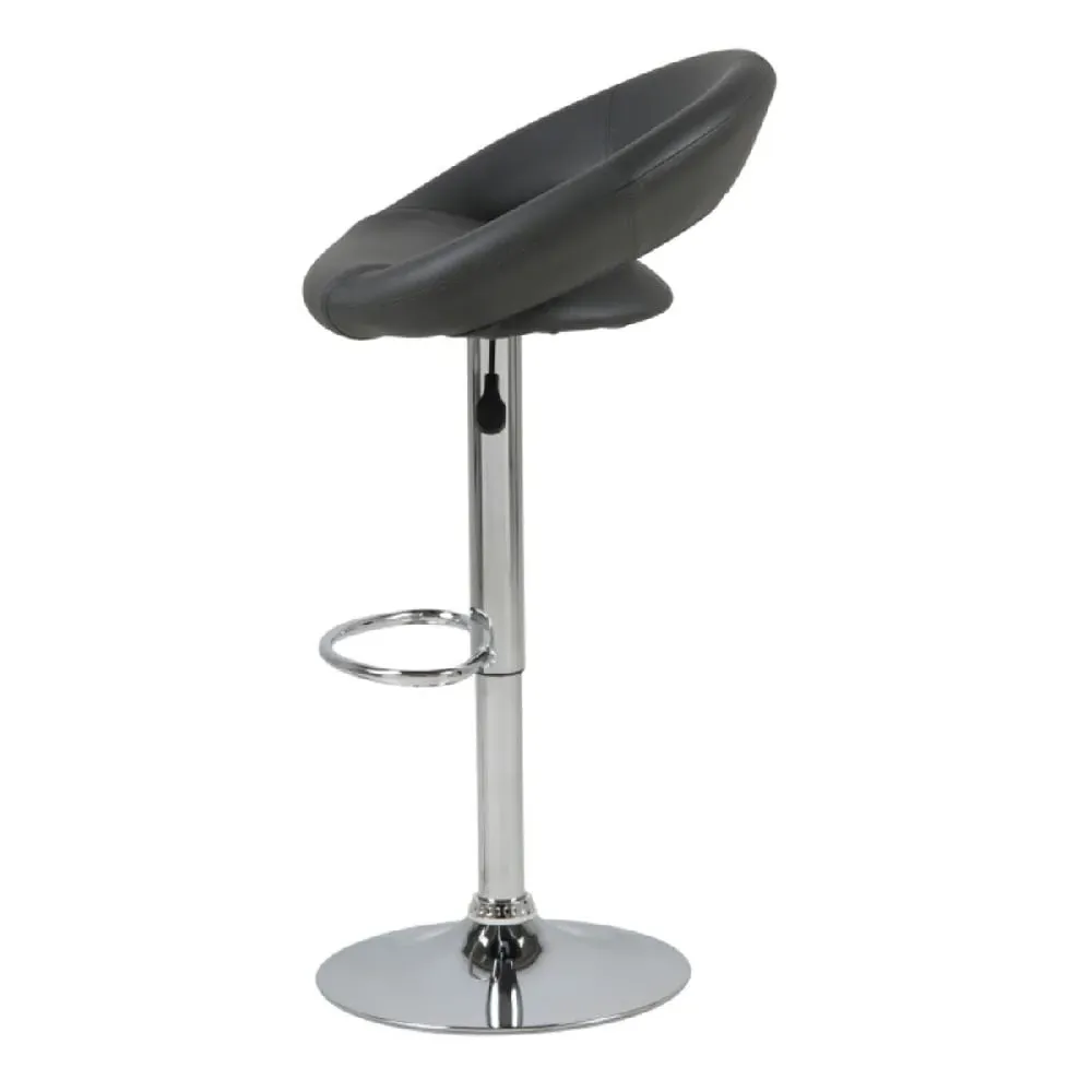 Parker Adjustable Bar Stool with Chrome Base - Black, Leather image