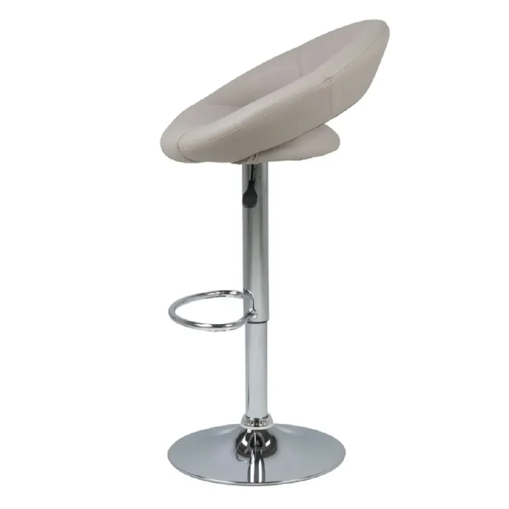Parker Adjustable Bar Stool with Chrome Base - Grey, Leather