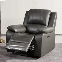 Parker Electric Recliner Armchair - Grey, Faux Leather