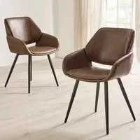 Parkerfield Dining Chairs in Pair - Brown, Faux Leather alternate view