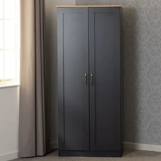 Parnu 2-Door Wardrobe - Grey, Oak