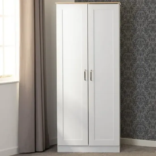 Parnu 2-Door Wardrobe - White, Oak