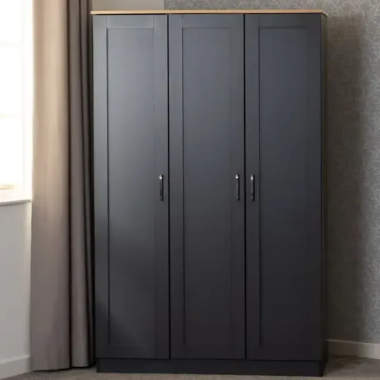 Parnu 3-Door Wardrobe - Grey, Oak