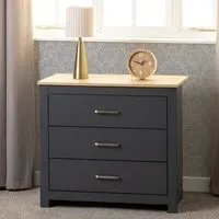 Parnu 3-Drawer Chest of Drawers - Grey, Oak