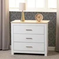 Parnu 3-Drawer Chest of Drawers - White, Oak