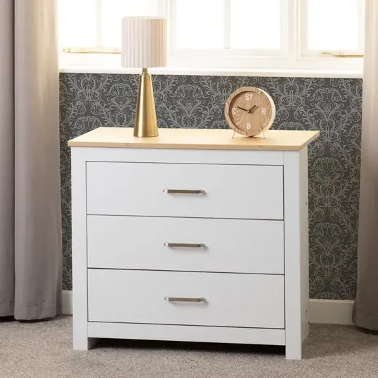 Parnu 3-Drawer Chest of Drawers - White, Oak