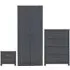Parnu 3-Piece Bedroom Set with 2-Door Wardrobe - Grey, Oak