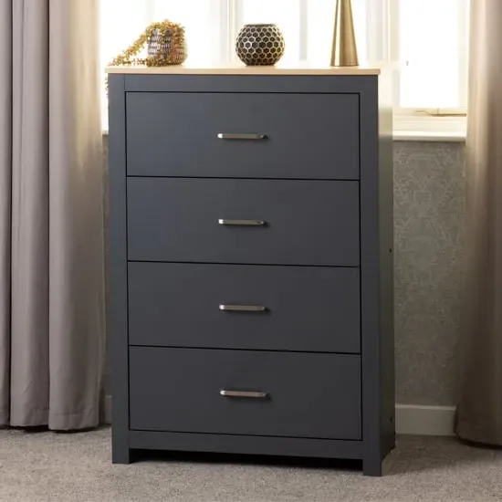 Parnu 4-Drawer Chest of Drawers - Grey, Oak