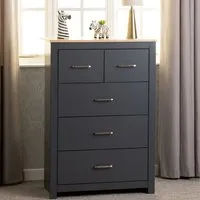Parnu 5-Drawer Chest of Drawers - Grey, Oak