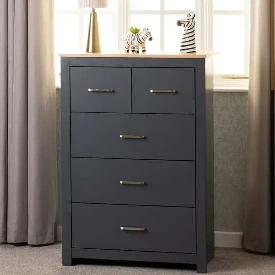 Parnu 5-Drawer Chest of Drawers - Grey, Oak