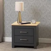 Parnu Bedside Cabinet with 2 Drawers - Grey, Oak