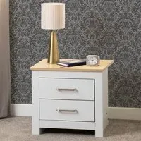 Parnu Bedside Cabinet with 2 Drawers - White, Oak