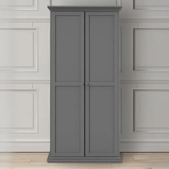 Paroya 2-Door Wardrobe - Matt Grey, Wood
