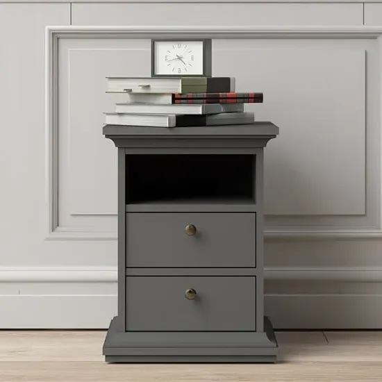 Paroya 2-Drawer Bedside Cabinet - Matt Grey, MDF product