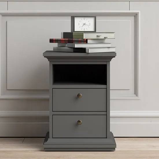 Paroya 2 Drawer Bedside Cabinet - Matt Grey