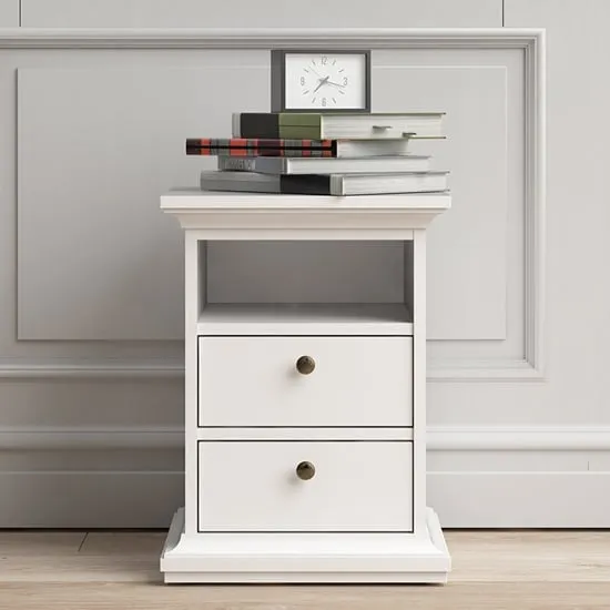 Paroya 2 Drawer Bedside Cabinet - White image