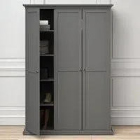 Paroya 3-Door Wardrobe - Matt Grey, Wood