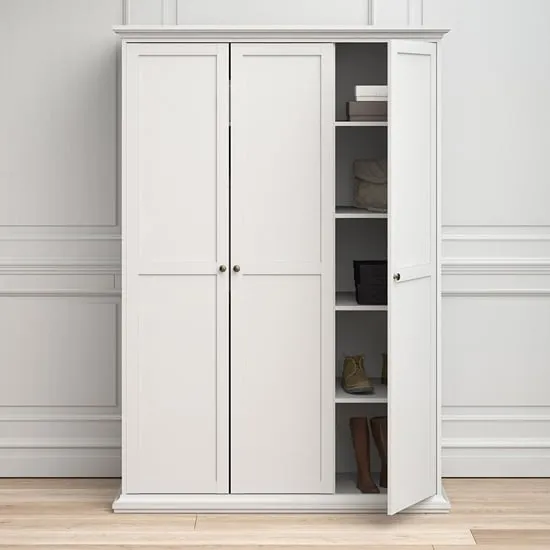 Paroya 3-Door Wardrobe - White, Wood