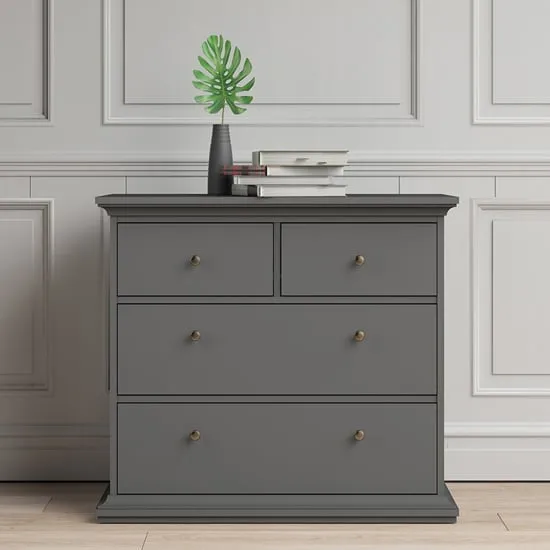 Paroya 4-Drawer Chest of Drawers - Matt Grey, Wood