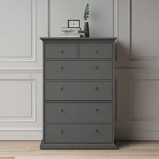 Paroya 6-Drawer Chest of Drawers - Matt Grey, Wood