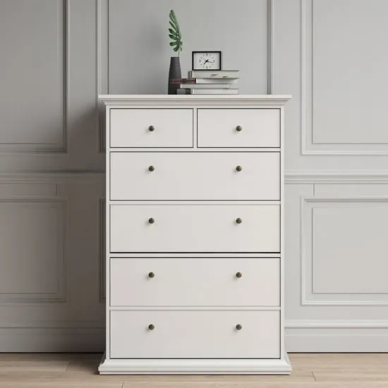 Paroya 6-Drawer Chest of Drawers - White, Wood