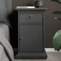 Paroya Bedside Cabinet with 1 Door 1 Drawer - Matt Grey