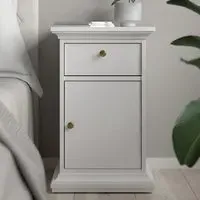 Paroya Bedside Cabinet with 1 Door 1 Drawer - White