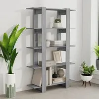 Parry Bookcase and Room Divider - Grey, Engineered Wood