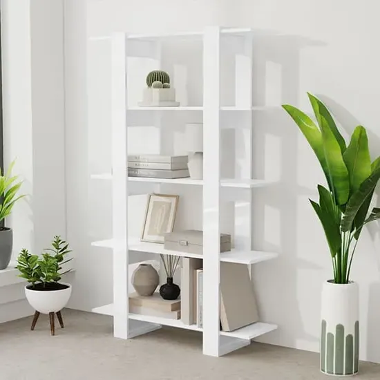 Parry High Gloss Bookcase and Room Divider - White image