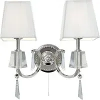 Partico 2 Light Tapered Shade Wall Light - White, Chrome