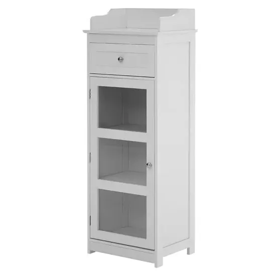 Partland Floor Standing Cabinet with Glass Door - White