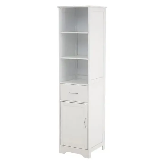 Partland Tall Bathroom Storage Cabinet - White, MDF
