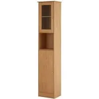 Partland Tall Floor Standing Cabinet with Glass Door - Oak