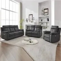 Pasco 3-Piece Electric Recliner Sofa Suite - Anthracite, Fabric