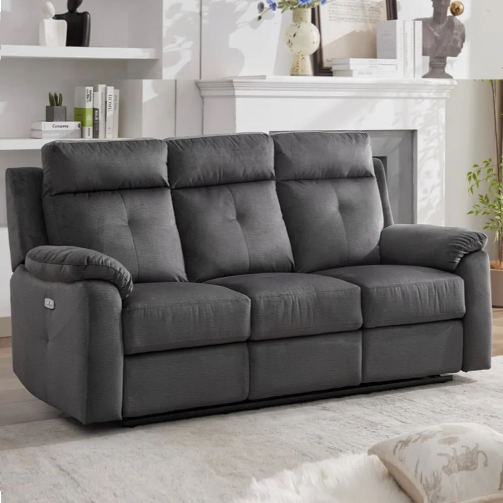 Pasco 3-Seater Electric Recliner Sofa - Anthracite, Fabric