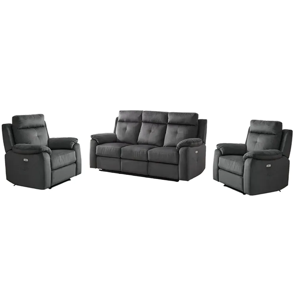 Pasco 3+1+1 Seater Electric Recliner Sofa Set - Anthracite