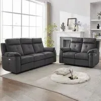 Pasco 3+2 Seater Electric Recliner Sofa Set - Anthracite