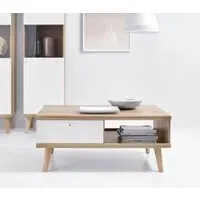 Pasco Coffee Table with 2 Drawers - White, Oak