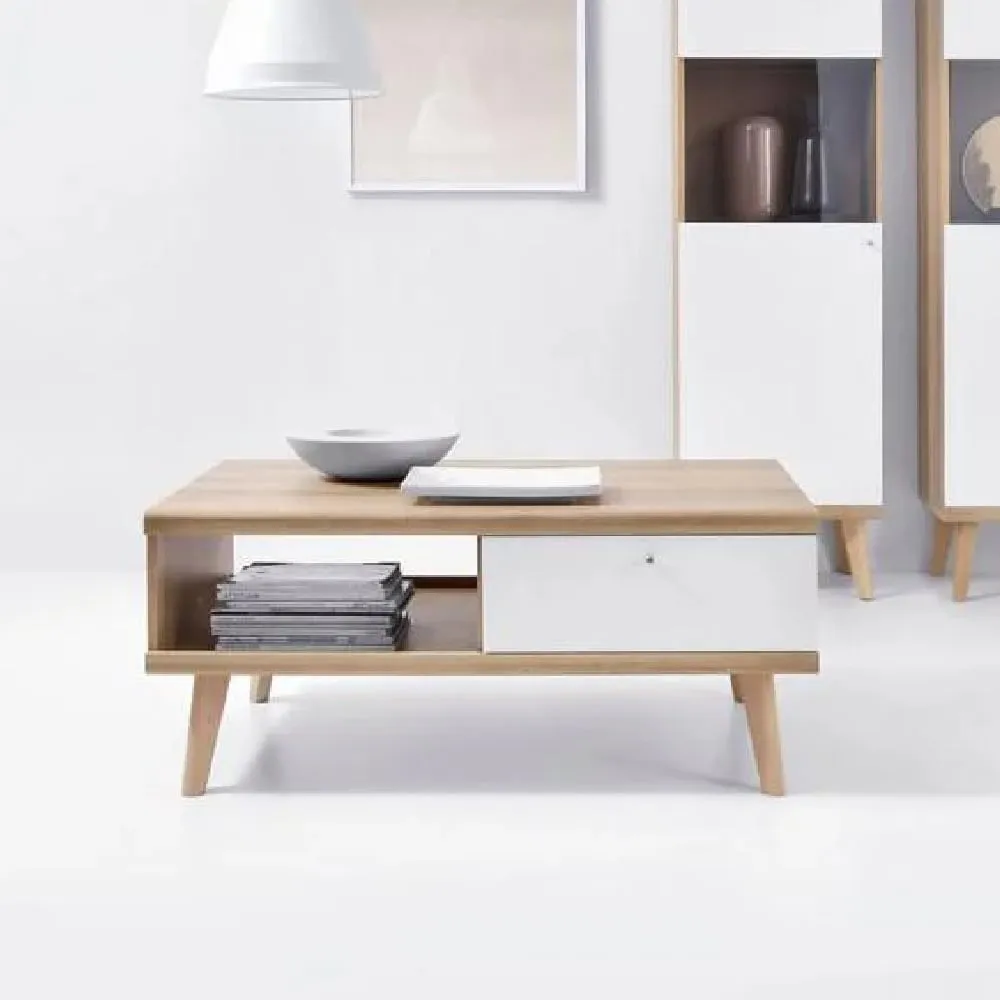 Pasco Coffee Table with 2 Drawers - White, Oak