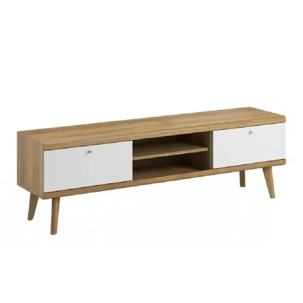 Pasco TV Stand with 2 Shelves - White, Oak